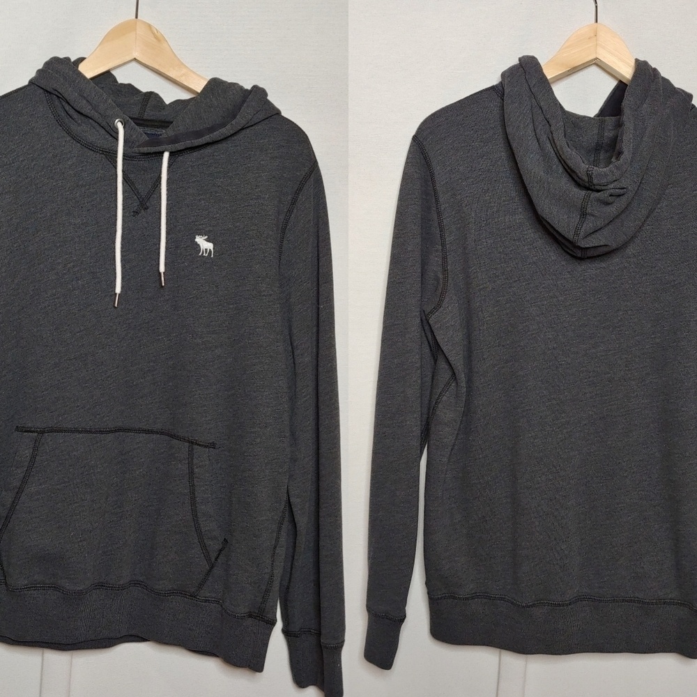 Abercrombie & Fitch Soft A&F Fleece Dark Gray Hooded Sweatshirt Pullover Small S